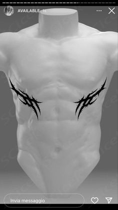 an image of the back of a man's torso with eyes drawn on it