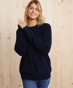 Oversized Cotton Fisherman Navy When we heard that women were buying our men's rendition of the Fisherman, we had an immediate idea: it was time to create an oversized version of everyone's favorite knit. This cotton classic is a must-have for any season, pairing perfectly with denim, dresses, or over your favorite tee. 100% cotton. Made in China. Oversized, straight body that falls at the low hip. | 100% cotton. Made in China. Oversized, straight body that falls at the low hip. Dry clean. Dry c Oversized Classic Sweater With Ribbed Cuffs, Classic Oversized Ribbed Sweater, Oversized Classic Sweater With Ribbed Collar, Classic Oversized Knit Sweater, Classic Oversized Textured Knit Sweater, Oversized Classic Textured Knit Sweater, Denim Dresses, Winter Jeans, Jenni Kayne