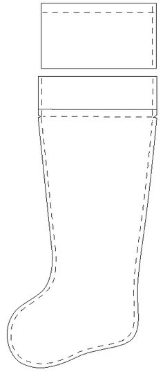 a christmas stocking is shown with the outline for it to be sewned