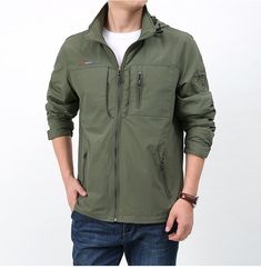 Product information: Pattern: solid color Color: Army Green, dark blue, black Size: M,L,XL,2XL,3XL,4XL,5XL Version: Loose Fabric name: Nylon Applicable Gender: Male Suitable season: spring and autumn Sleeve length: long sleeve Size: Note: 1. Asian sizes are 1 to 2 sizes smaller than European and American people. Choose the larger size if your size between two sizes. Please allow 2-3cm differences due to manual measurement. 2. Please check the size chart carefully before you buy the item, if you Outdoor Windbreaker With Stand Collar And Pockets, Solid Long Sleeve Windbreaker With Pockets, Long Sleeve Hiking Outerwear With Side Pockets, Casual Long Sleeve Windbreaker For Hiking, Long Sleeve Windbreaker With Side Pockets For Hiking, Solid Casual Windbreaker For Outdoor, Hiking Windbreaker With Side Pockets And Long Sleeves, Casual Solid Long Sleeve Windbreaker, Solid Spring Windbreaker For Hiking