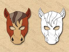 two paper masks with different colors and designs on the front, one is brown and one is white