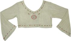 Light Green soft long sleeve crop top with floral design red and green embroidery, It comes in three sizes, and is loose fit with a boat neck that highlights the neckline. The top`s fabric is soft rayon with an exquisite washed look and feel. #tlb #beachwrap #bohemianfashion #Handmade #BohemianTop Boho Shirt Design, Green Embroidered Long Sleeve Tops, Green Long Sleeve Top With Floral Embroidery, Festival Crew Neck Crop Top, Casual Long Sleeve Tops For Festival, Folk Style Long Sleeve Summer Tops, Red Long Sleeve Cotton Crop Top, Summer Long Sleeve Embroidered Top, Folk Style Fitted Embroidered Top With Long Sleeves