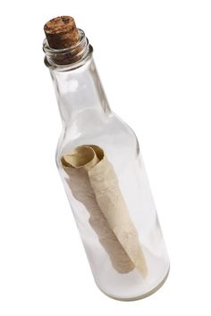 an empty glass bottle with a cork in it