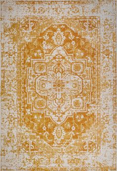 an orange and white rug with ornate designs