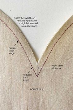 the back side of a piece of fabric with stitching on it and instructions for how to sew