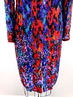 "This is an exquisite piece from Black Tie Oleg Cassini. It's embellished and hand beaded with bright sequins and beads. It's in perfect condition! Bust - 36\" Waist - 32\" Hips - 38\" Length - 37\" Size - US 8 This dress comes from a pet-free and smoke-free home. If you would like more info or have any questions, please don't hesitate to ask!" Multicolor Embellished Formal Dresses, Multicolor Embellished Dresses For Formal Occasions, Formal Multicolor Embellished Dresses, Multicolor Sequin Dress For Formal Occasions, Multicolor Sequin Dresses For Formal Events, Multicolor Sequined Dresses For Celebrations, Formal Multicolor Sequined Dresses, Multicolor Embellished Sequin Dress For Cocktail, Embellished Multicolor Sequin Dress For Night Out