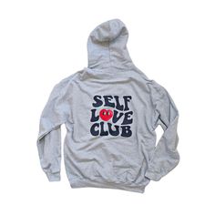 Self Love Hoodie Self Love Club Sweatshirt Self Care Oversized Sweatshirt Retro Smiley Face Hoodie Women's Trendy Oversized Hoodie 📦 FREE SHIPPING on orders $35 or more to US shoppers 🛒Our unisex Self Love Club Hoodies are a soft relaxed/loose fitting sweatshirt, perfect for lounging around the house, relaxing, or running errands. 👕Brand = Gildan 🧵Fabric = 50% Cotton / 50% Polyester ✂️Design = Heat-applied black and red vinyl 🎨Color = Sports Grey (Colors will vary from computer to computer Heart Smiley Face, Graphic Tshirt Outfit, Heart Smiley, Casual Tshirt Outfit, Oversized Shirt Outfit, Self Love Club, Colorful Sweatshirt, Cheap Sweatshirts, Love Club