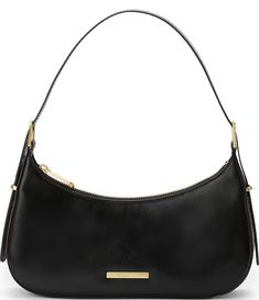 BRAHMIN Tuscan Collection Black Kyrie Shoulder Bag | Dillard's Black Baguette Bag With Gold-tone Hardware For Travel, Black Rectangular Shoulder Bag With Arcuate Strap, Black Baguette Bag With Gold-tone Hardware For Business, Black Classic Baguette Bag With Gold-tone Hardware, Classic Black Baguette Bag With Zipper, Church Decor, Leather Zipper, Dillard's, Clothing Accessories