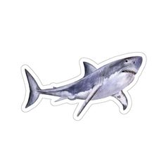 a drawing of a shark sticker on a white background with watercolng effect