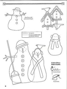 the snowman and penguin paper doll is shown in black and white, with instructions to make