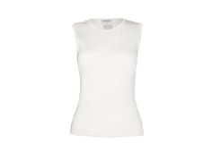 Elegant White Fitted Tank Top, Elegant Fitted White Tank Top, Elegant Crew Neck Tank Top For Summer, Classic White Sleeveless Tank Top, Elegant Crew Neck Tank Top, Elegant Crew Neck Stretch Tank Top, Elegant Stretch Crew Neck Tank Top, Elegant Stretch Tank Top With Crew Neck, Chanel Top