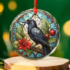 Dark Crow Glass Ornament Black Raven Gothic Christmas Tree Ornament-MoonChildWorld Gothic Christmas Decorations, Crow Christmas, Wiccan Christmas, Witch Ornaments, Gothic Christmas Tree, Gothic Tree, Pagan Tree, Yule Ornaments, Gothic Holiday