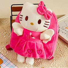 Hello Kitty Cotton Plush Backpack This Listing Pink Hello Kitty Backpack White Cartoon Backpack For Everyday Use, White Cartoon Backpack For Back To School, White Cartoon Style School Bags, Cartoon Style White School Bag, Cute Pink Backpack With Cat Design, Cute Pink Cat Design Backpack, White Cute Backpack For School, White Cute School Backpack, Cute White School Backpack