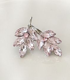 Blush leaf drop earrings, Pale pink crystal leaf earrings, pink bridal earrings, bridesmaid gift, pink wedding jewelry, Summer Spring Jewelry Summer, Earrings Bridesmaid, Pink Bridal, Earrings Pink, Wedding Jewelry Earrings, Cat Necklace, Pink Crystal, Pink Wedding, Leaf Earrings