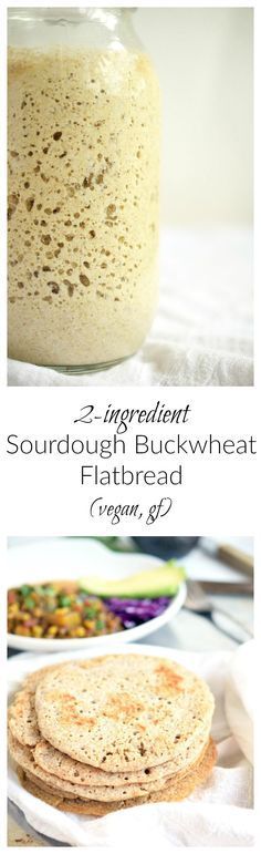 three ingredient sourdough buckwheat flatbread in a jar with text overlay