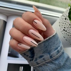 Minimal Nail Design Trends, Natasha Core, Nails Minimal, Girly Nails, 2024 Nails, Subtle Nails, Lines On Nails, Work Nails