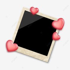 an old photo frame with hearts on it, valentine's day, love, paper png and psd