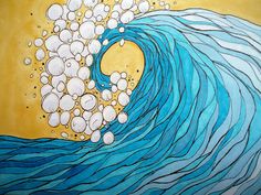 an artistic painting with bubbles coming out of the water