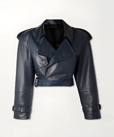 Luxury Long Sleeve Cropped Jacket For Winter, Classic Double-breasted Cropped Jacket For Fall, Luxury Long Sleeve Cropped Jacket For Fall, Ysl Leather Jacket, Daniela Melchior, Cropped Leather Jacket, Power Suit, Oversized Scarf, Belted Jacket