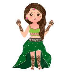 Mehandi Illustration Bride, Haldi Bride Illustration, Mehndi Cartoon, Traditional Indian Girl Cartoon, Haldi Cartoon Bride, Indian Bride Cartoon, Mehndi Bride Illustration, Haldi Ceremony Illustration, Mehendi Caricature