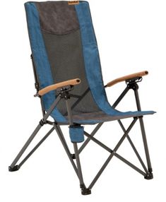 a blue and gray folding camping chair