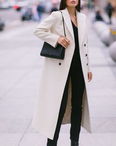 Wool tapered coat in ivory photo 1 Light Wool Coat, White Coat Outfit Casual, Ivory Coat Outfit, Wedding Skirt Top, Cream Wool Coat, Silk Bridal Gown, Winter Board, Wedding Coat, Cape Wedding Dress