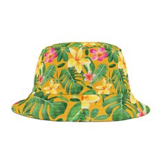 Elevate your summer style with our vibrant Tropical Vibes Bucket Hat collection. These hats are not just accessories; they are statements of bold and colorful fashion. Crafted with a focus on both style and comfort, these bucket hats are perfect for sunny days, beach outings, or any tropical adventure. Made from high-quality materials, these hats are designed to provide excellent sun protection while keeping you in vogue. The colorful and bold tropical patterns will make you stand out in the crowd, turning heads wherever you go. The versatile design makes them suitable for various occasions, from casual outings to beach parties. Don't just wear a hat; make a statement with our Bold Paradise Bucket Hat collection. Embrace the sun-kissed dreams and dive into the island bliss with Tropicana C Flowers Bucket, Flower Bucket Hat, Bob Chapeau, Flower Bucket, Hat Collection, Wearing A Hat, Tropical Pattern, Beach Hat, Tropical Vibes