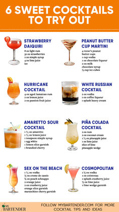 Sweet Cocktails Sweet Cocktail Recipes, Sweet Alcoholic Drinks, Cocktails For Beginners, Sweet Cocktail, Passion Fruit Juice