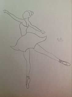 a drawing of a ballerina in the air