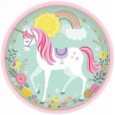 a paper plate with a unicorn on it