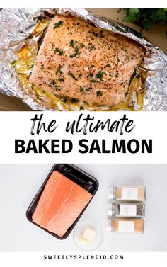 the ultimate baked salmon recipe in foil with text overlay