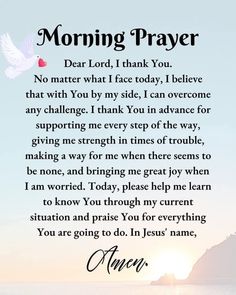 an image of a poem with the words morning prayer