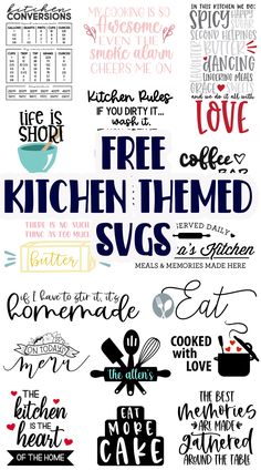 the kitchen themed svg bundle is shown