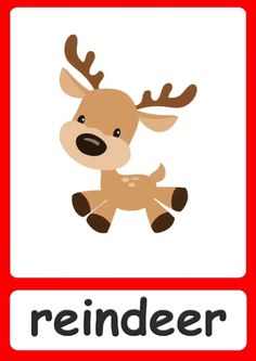 a reindeer with the word reindeer on it's chest and an image of its head