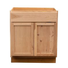 a wooden cabinet with two doors and drawers