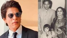 an old photo of a man with sunglasses next to a black and white photograph of a family