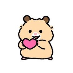 a drawing of a hamster holding a heart