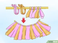 a pink and gold skirt hanging from a clothes line