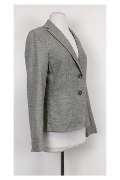 Classic blazer in a wool blend fabric. Its grey color will pair well with neutrals. A great garment for the office. Size 8 70% wool, 15% nylon, 14% silk, 1% elastane Button closure on front Collar Long sleeve Front pockets Buttons on sleeves Bust 34.5" Waist 31" Shoulder to hem 23.5" Classic Blazer, Grey Color, Max Mara, Mens Fashion Casual, Men's Blazer, The Office, Fashion Casual, Women's Blazer, Men's Fashion