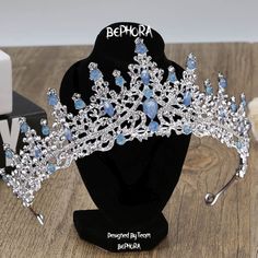 Material:Rhinestone, Crystal 👑Surface length of 15 cm and a crown height of 7 cm Black Friday & Christmas, End of the year Final sale 🎁  (Limited Stock!) 🍓PROMO 1: Buy ANY Headpiece get a $22 Nail set For FREE  🍓PROMO 2: Buy total over $99 GET a $50 Crown For FREE  🎊 (Random Surprise Present Pack - Handpicked Mystery Items, Ideal for Gift-Giving, Delightful Surprise with Every Order) 👑Luxury bridal Crown encrusted with crystals, this royal wedding headpiece is perfect for your special day Crowns For Quinceanera Blue, Cinderella Quinceanera Crown, Quinceanera Ocean Theme, Baby Blue Quince Decorations, Light Blue Quince Crown, Quince Crowns Blue, Light Blue Quinceanera Ideas, Light Blue Crown, Blue Quince Dress