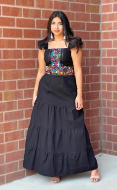 This Beautiful Mexican Paloma  Dress is the perfect dress for a special event or Mexican Fiesta. The off the shoulder design and slit up the leg makes it flirty and fun. It reflects the Mexican culture through its unique embroidered design and vibrant colors. It has elastic on the back and laces to tie for an adjustable and comfortable fit. It is embroidered by Artisanal Machine and hand manipulated by Mexican Artisans in Oaxaca Mexico. It's made out of Manta and is full of embroidered multicolor flowers. One Size S M L Plus Size Mexican Dress, Mexican Attire Women, Mexican Fiesta Outfit, Mexican Fashion Modern, Dress Latina, Mexican Party Dress, Mexican Clothing Style, Mexican Fiesta Bridal Shower, Mexican Style Dresses