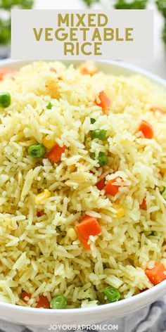 a white bowl filled with mixed vegetable rice