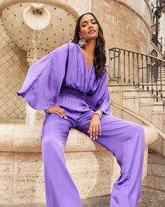 Cheri Wide Leg Jumpsuit | Ramy Brook Elegant V-neck Cocktail Jumpsuits And Rompers, Chic Satin V-neck Jumpsuits And Rompers, Satin V-neck Jumpsuits And Rompers For Party, Satin Jumpsuit With V-neck For Party, Satin V-neck Jumpsuit For Party, Party Satin V-neck Jumpsuits And Rompers, Formal Satin V-neck Jumpsuit, Chic V-neck Pantsuit For Party, Glamorous Satin Jumpsuits And Rompers For Spring