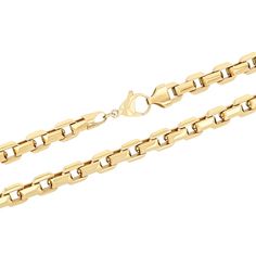 Stainless steel gold-tone plated 9mm square link chain necklace with lobster claw clasp. Yellow Plates, Link Chain Necklace, Chain Link Necklace, To Shine, Link Chain, Lobster Claw, Chain Necklace, Gold Tones, Plating