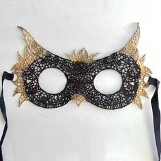 Lace  OWL  masquerade mask black and gold Black Halloween Masks As Gifts, Black Masks For Halloween Gift, Black Masquerade Mask For Halloween Gift, Black Fantasy Masks For Festival, Black Fantasy Costume Accessories As Gift, Black Fantasy Festival Mask And Prosthetics, Black Fantasy Masks And Prosthetics For Festivals, Black Masquerade Mask Costume Accessories, Black Fantasy Eye Mask