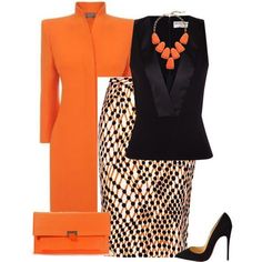 Style Balenciaga, Orange Purse, Orange Coat, Orange Blazer, Patterned Skirt, Blazer Black, Work Wardrobe