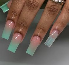 Seafoam Ombre Marble Set Press on Nails Handmade Press on Nails - Etsy Ambre Nails, Ongles Beiges, Ny Nails, Acrylic Nails Stiletto, Ombre Acrylic Nails, Beige Nails, Unique Acrylic Nails