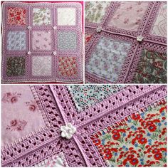 three pictures of different types of crocheted fabrics and the same pattern as shown