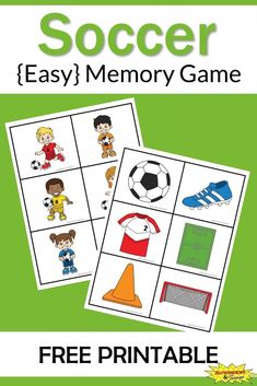 soccer memory game for kids to play with the free printables on this page