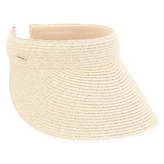 Straw clip on sun visor with shimmery metallic straw braid. Comfortable clip on band with wide, padded elasticized inner band. Wide downward brim, 4" peak. UPF 50+ sun protection visor. One size. 100% paper straw sun visor. Style Bucket Hat, Lifeguard Hat, Outback Hat, Sun Visor Hat, Gardening Hat, Safari Hat, Fashion Cap, Mens Hats Fashion, Visor Cap